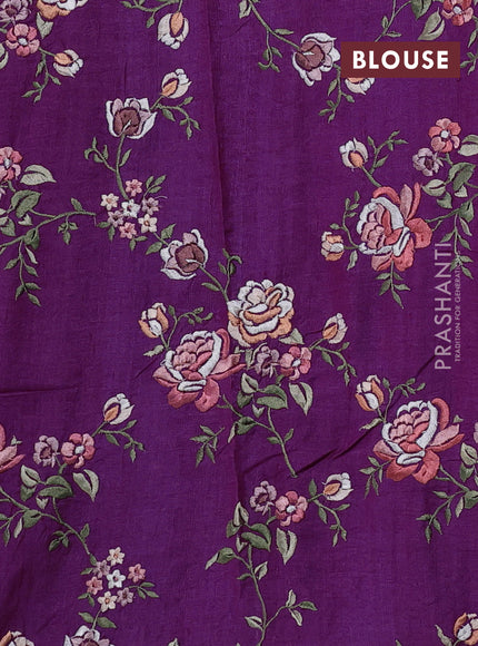 Purple Pure Tussar Silk - Embroidery