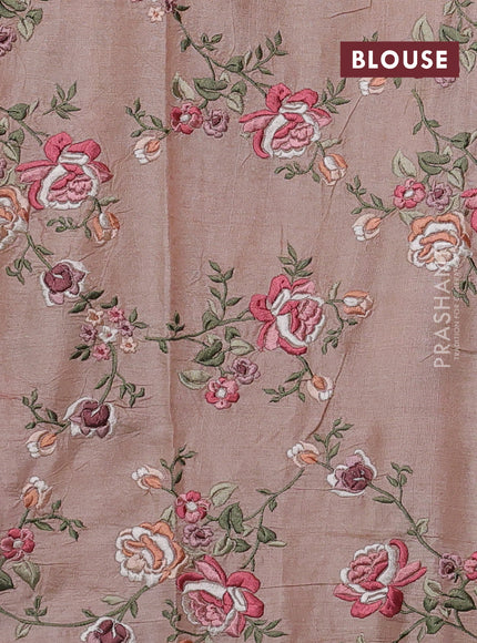Beige Pure Tussar Silk - Embroidery