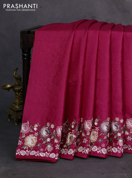 Pink Pure Tussar Silk - Embroidery