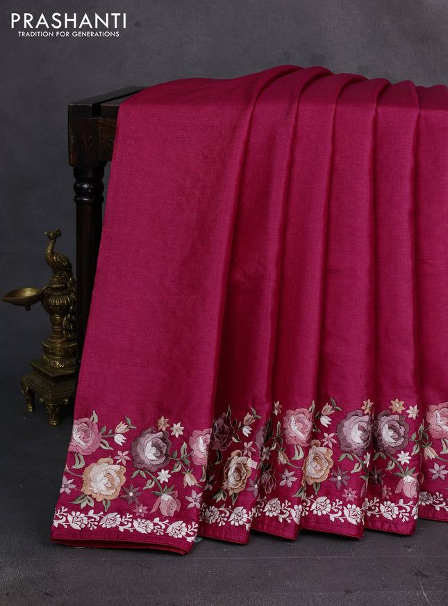 Pink Pure Tussar Silk - Embroidery