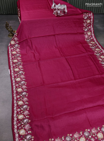 Pink Pure Tussar Silk - Embroidery