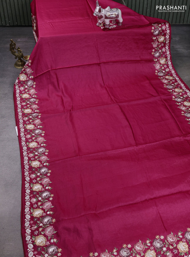 Pink Pure Tussar Silk - Embroidery
