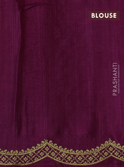 Wine Pure Tussar Silk - Embroidery