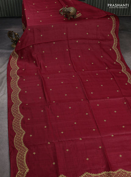 Maroon Pure Tussar Silk - Embroidery