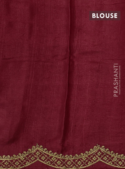 Maroon Pure Tussar Silk - Embroidery