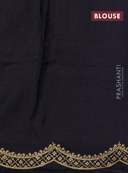 Black Pure Tussar Silk - Embroidery