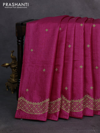 Pink Pure Tussar Silk - Embroidery