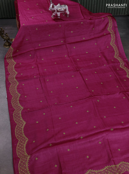 Pink Pure Tussar Silk - Embroidery