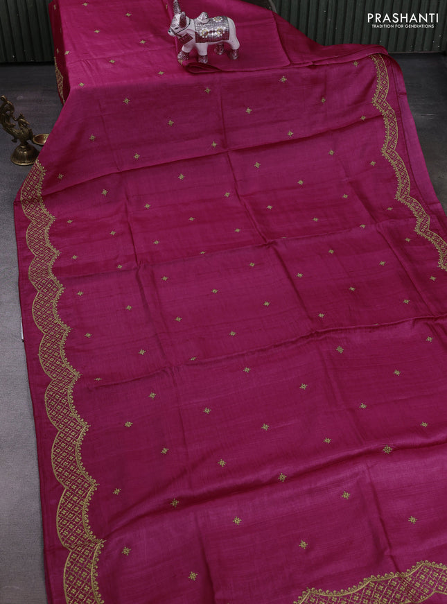 Pink Pure Tussar Silk - Embroidery