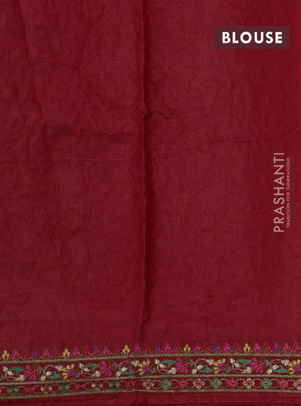 Maroon Pure Tussar Silk - Embroidery