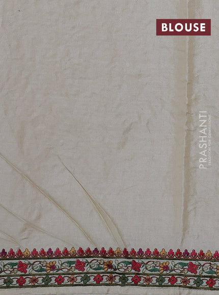 Cream Pure Tussar Silk - Embroidery