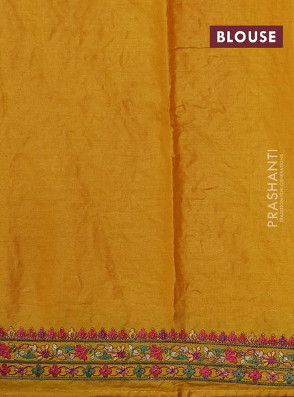 Mustard Pure Tussar Silk - Embroidery