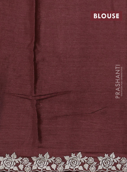 Brown Pure Tussar Silk - Embroidery