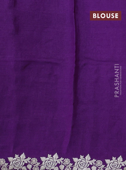 Purple Pure Tussar Silk - Embroidery