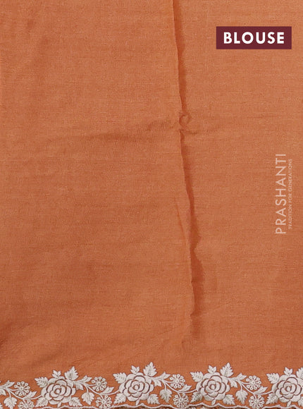 Pale Orange Pure Tussar Silk - Embroidery