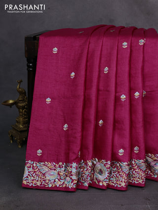 Pink Pure Tussar Silk - Embroidery