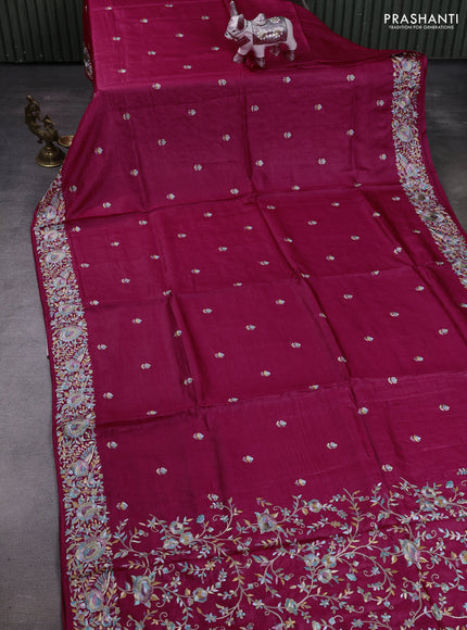 Pink Pure Tussar Silk - Embroidery