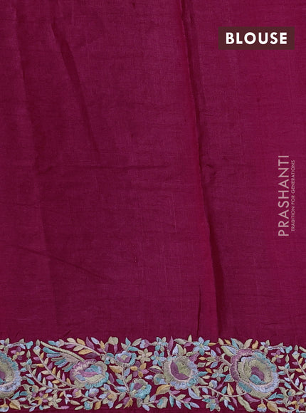 Pink Pure Tussar Silk - Embroidery