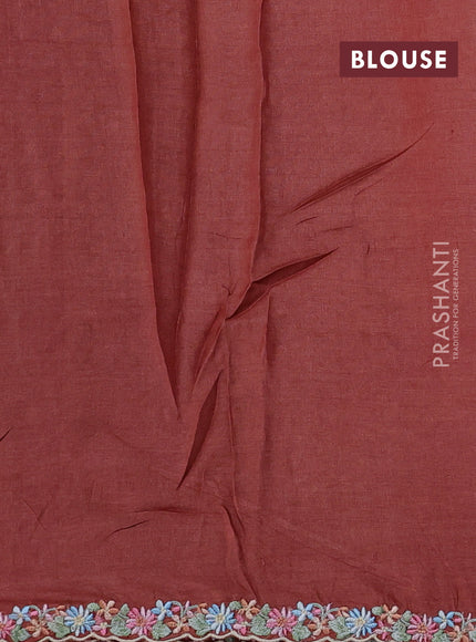 Rust Pure Tussar Silk - Embroidery