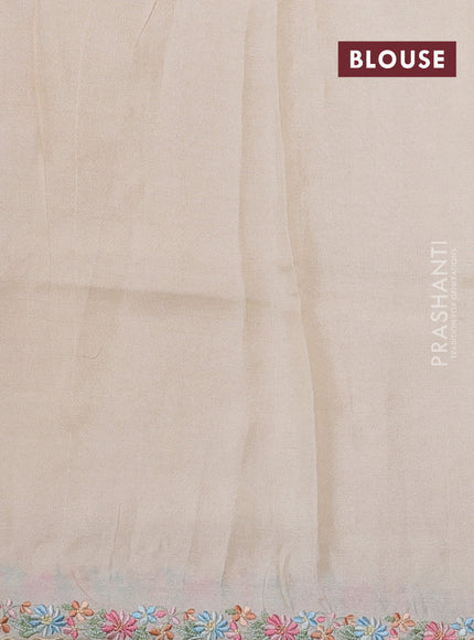 Cream Pure Tussar Silk - Embroidery