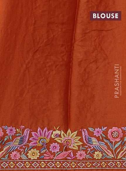 Rust Pure Tussar Silk - Embroidery
