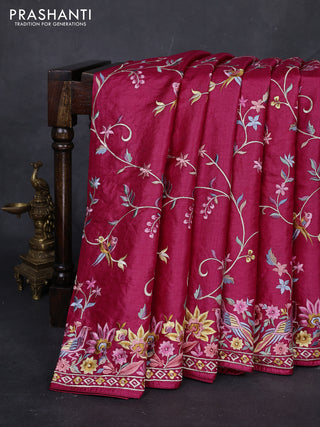 Pink Pure Tussar Silk - Embroidery