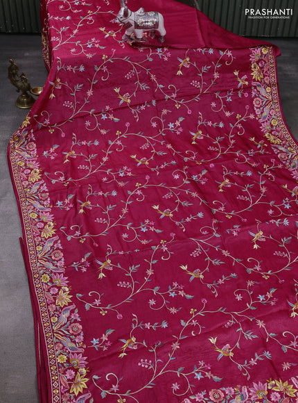 Pink Pure Tussar Silk - Embroidery
