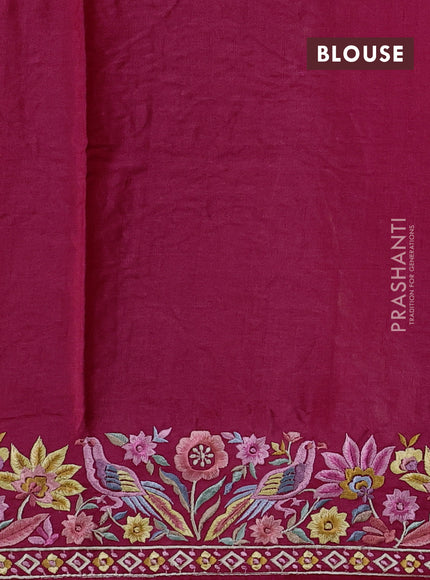 Pink Pure Tussar Silk - Embroidery
