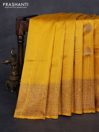 Yellow Banarasi Raw Silk Saree - Buttas