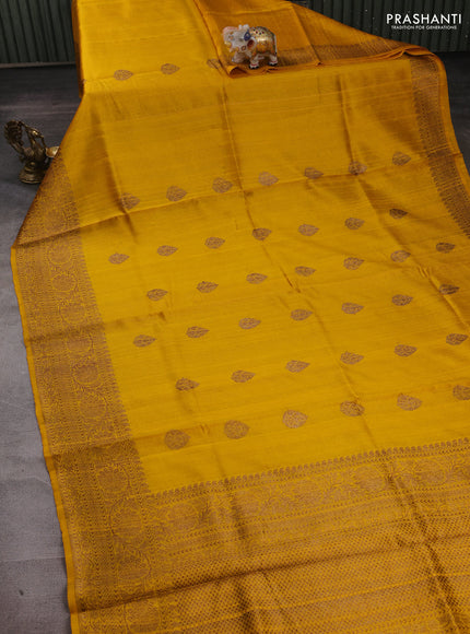 Yellow Banarasi Raw Silk Saree - Buttas