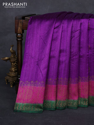Purple & Pink Banarasi Raw Silk Saree - Buttas