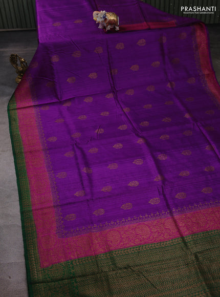 Purple & Pink Banarasi Raw Silk Saree - Buttas