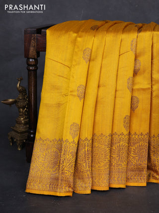 Yellow Banarasi Raw Silk Saree - Buttas