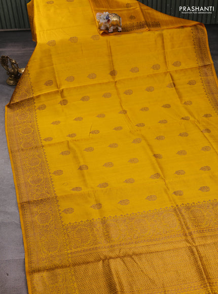 Yellow Banarasi Raw Silk Saree - Buttas