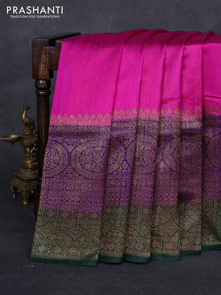 Pink & Purple Banarasi Raw Silk Saree - Buttas