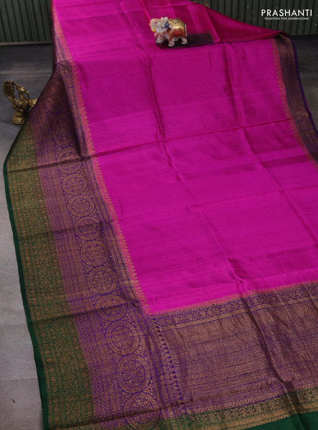 Pink & Purple Banarasi Raw Silk Saree - Buttas