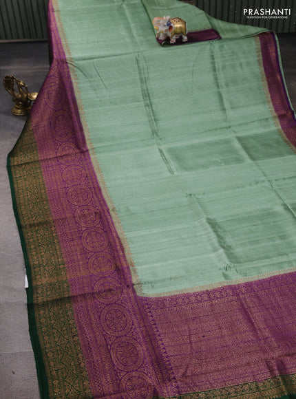 Pastel Green & Purple Banarasi Raw Silk Saree