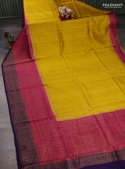 Yellow & Pink Banarasi Raw Silk Saree