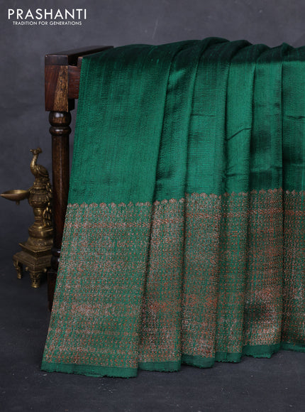 Green & Red Banarasi Raw Silk Saree - Buttas