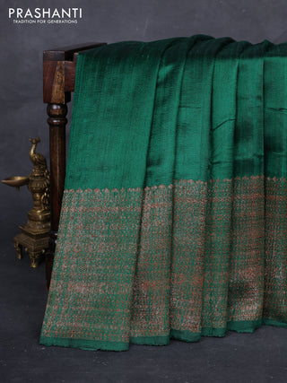 Green & Red Banarasi Raw Silk Saree - Buttas