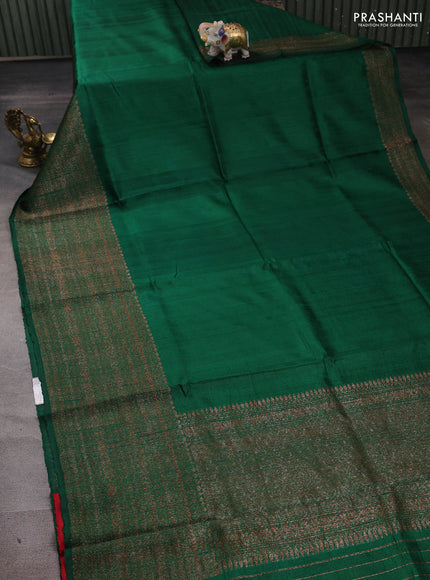 Green & Red Banarasi Raw Silk Saree - Buttas