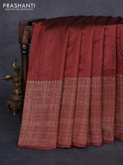 Brown & Pink Banarasi Raw Silk Saree - Buttas