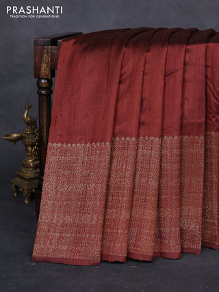 Brown & Pink Banarasi Raw Silk Saree - Buttas