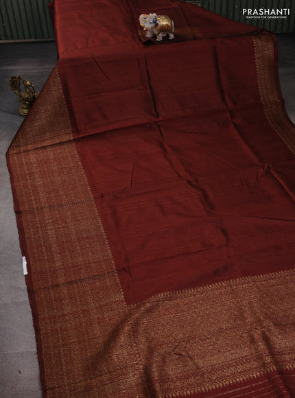 Brown & Pink Banarasi Raw Silk Saree - Buttas