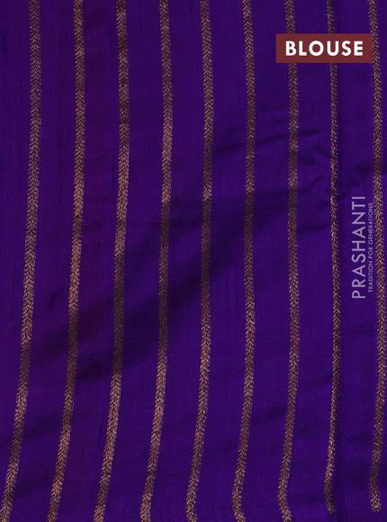 Magenta Pink & Blue Banarasi Raw Silk Saree - Buttas
