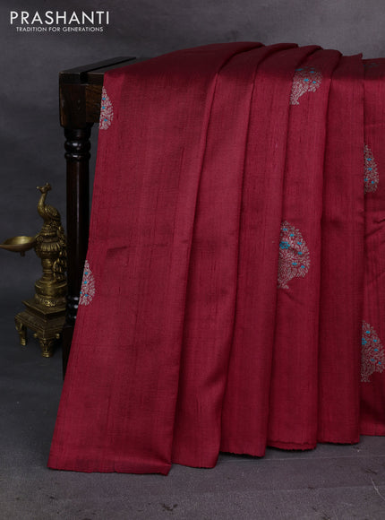 Red Banarasi Raw Silk Saree - Buttas