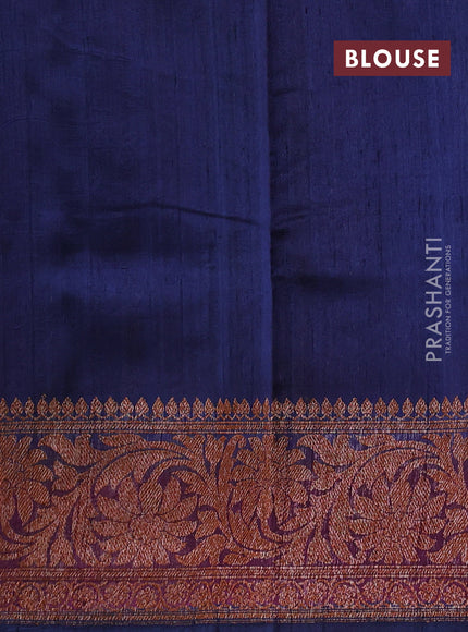 Wine  & Navy Blue Banarasi Raw Silk Saree - Buttas