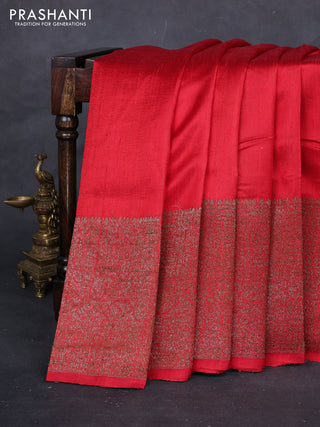 Red & Mustard Banarasi Raw Silk Saree