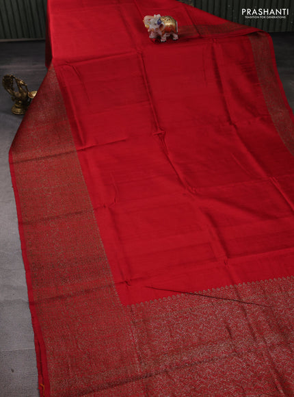 Red & Mustard Banarasi Raw Silk Saree