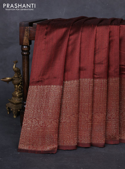 Brown & Pink Banarasi Raw Silk Saree - Buttas